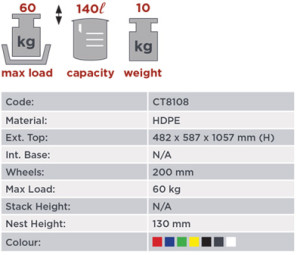 140 litre refuse bin